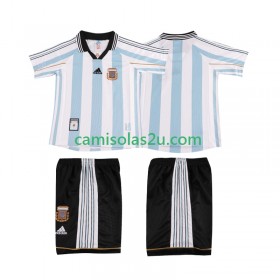 Camisolas de futebol Argentina Retro Criança Equipamento Principal 1998 Manga Curta